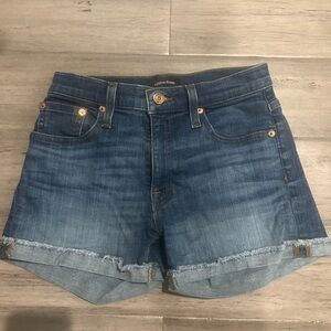 J. Crew Blue Jean Shorts with Cuffed Hem and Relaxed Fit